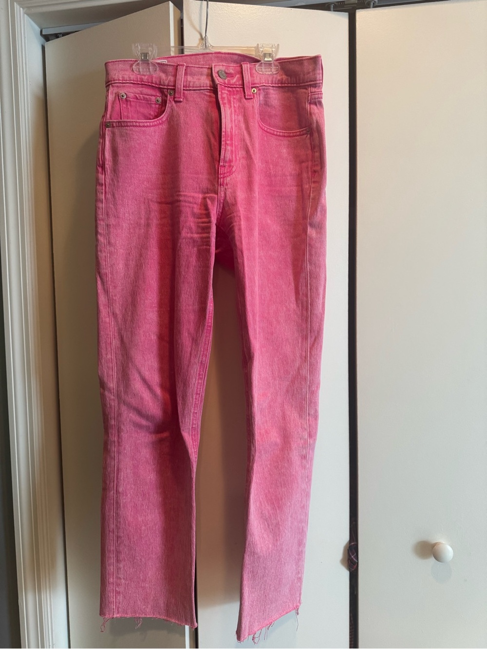 GAP Pink High-Rise Straight-Leg Jeans